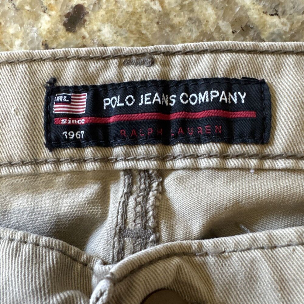 VINTAGE Polo Ralph Lauren Pants Mens 33x34 Tan Freighter Cargo Military Y2K - Picture 4 of 10
